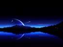 نقاشی دیجیتالی دریاچه ای در شب