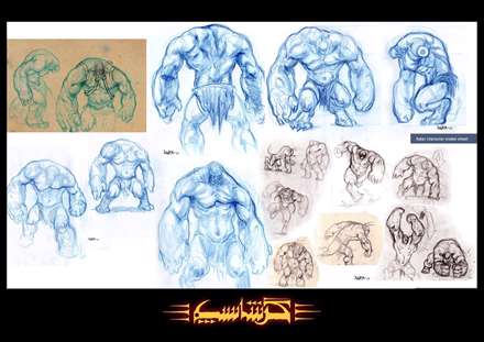 نقاشی اولیه و مفهومی یکی از کرکترهای بازی ایرانی گرشاسب