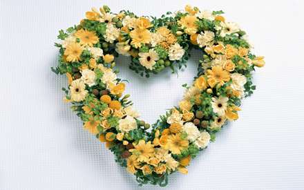 يك حلقه گل زرد رنگ به شکل قلب