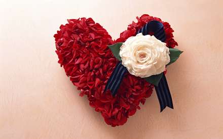 يك حلقه گل قرمز به شكل قلب