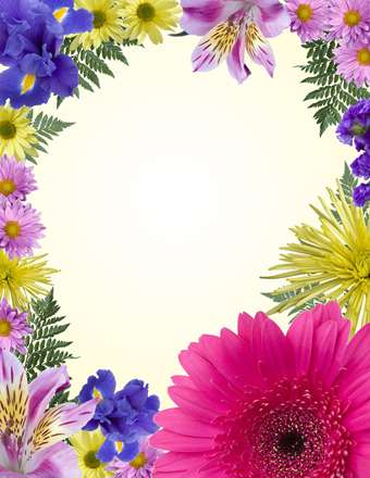 قاب گرافيكي صفحه اي با حاشيه گلهاي رنگي
