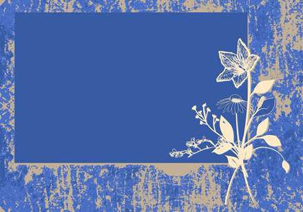 قاب گرافيكي كاغذي آبي با حاشيه گل