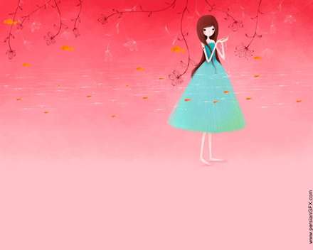 نقاشي ديجيتالي فانتزي كودكانه دختري در آب