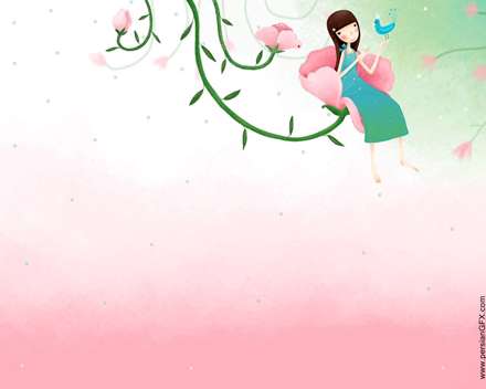 نقاشي ديجيتالي فانتزي كودكانه دختري روي گلها