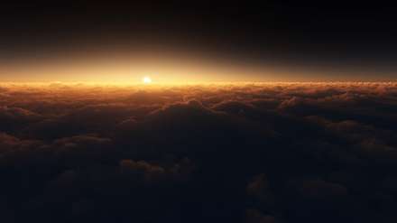 غروب آفتاب روی ابرها