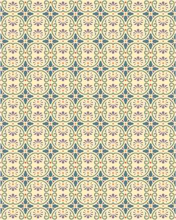 طرح اسلیمی گل و پیچک بیضی رنگی