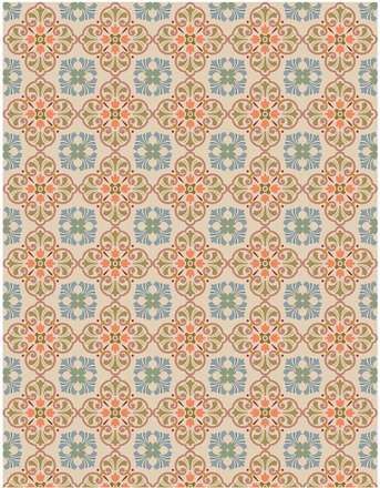 طرح اسلیمی گل چهار طرفه رنگی