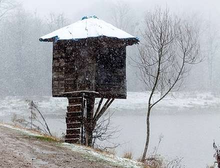 بارش برف پائیزی در روستای کیاده