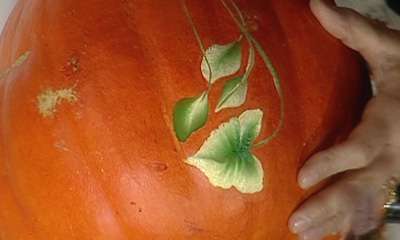 یک مدل گل و گلبرگ روی کدو