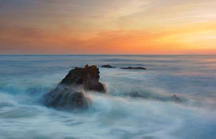 غروب آرام دریا