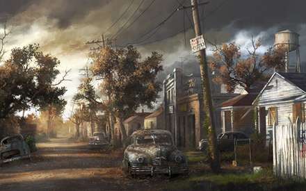 نقاشی از دهکده متروکه