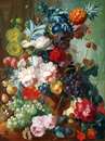 نقاشی زیبا از گل و میوه