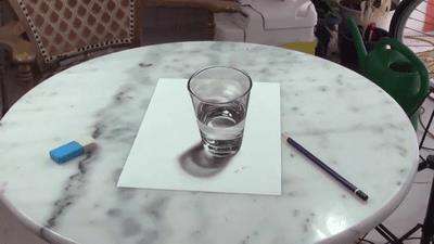 نقاشی 3d از لیوان آب