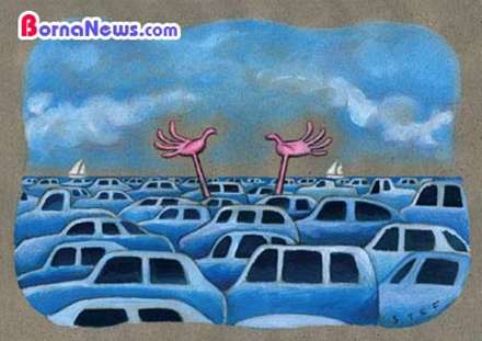 غرق شدن میان ماشین ها