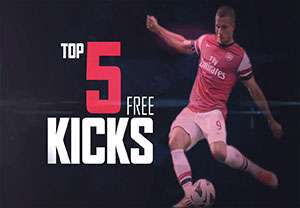 5 ضربه آزاد منجر به گل آرسنال