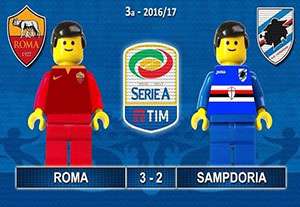 شبیه سازی جذاب بازی آاس رم - سامپدوریا با لگو