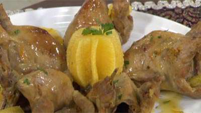 خوراک بلدرچین با سس پرتقال