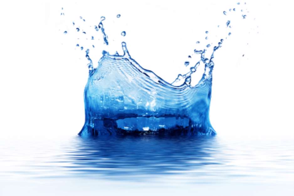 Fresh clean water splash in blue