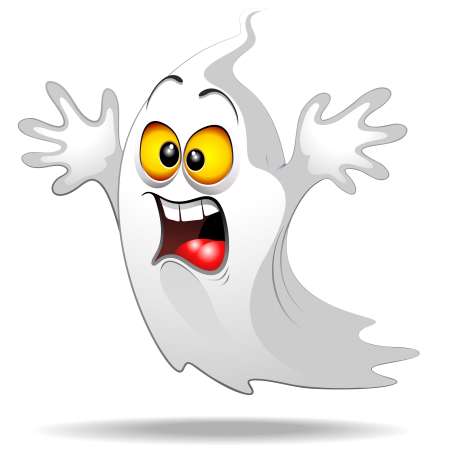 Scared Ghost Funny Halloween Cartoon Fantasma Spavento-Vector
