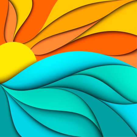 Sunset. Sunrise. Sea waves background