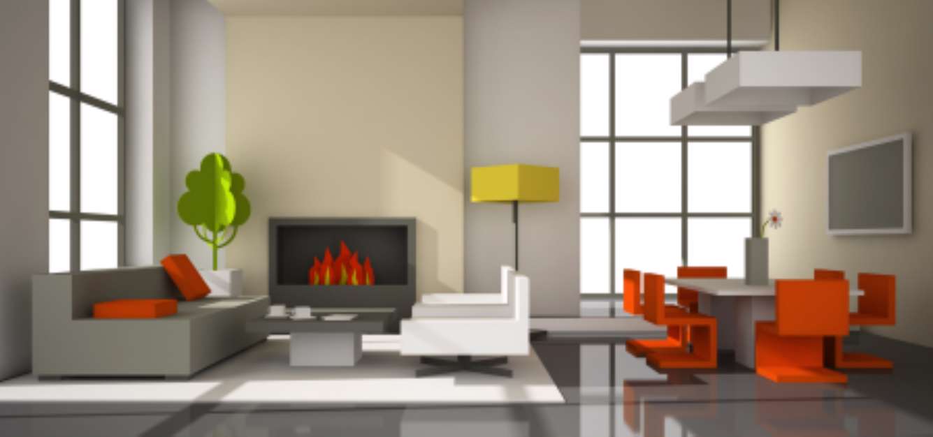 Fictitious interior of color paperboard