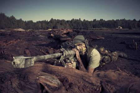 Soldier on battle field