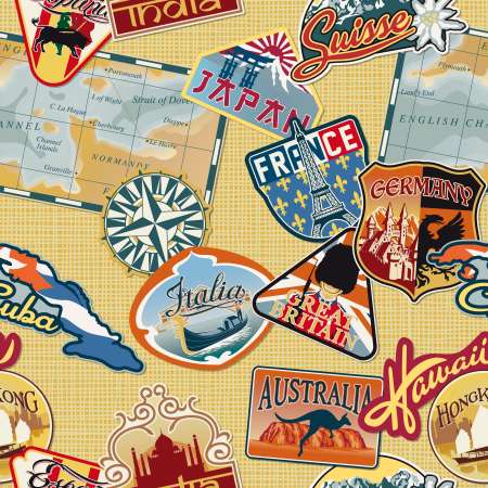 Luggage stickers seamless pattern