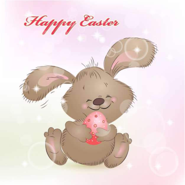 Cartoon happy rabbit for Easter Cards