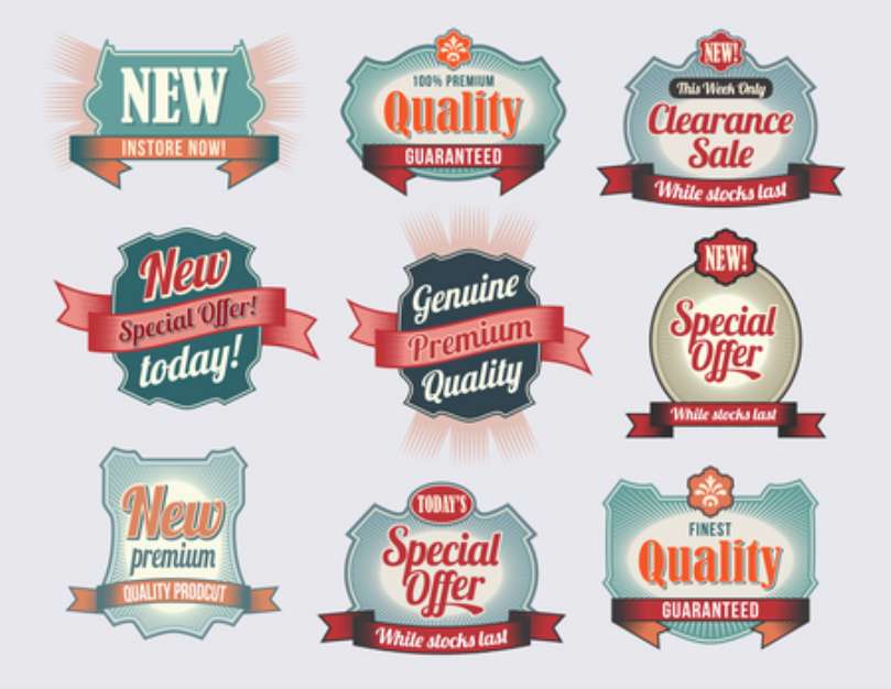 Premium Quality &amp; Guarantee Labels. Retro vintage design