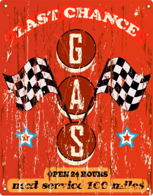 Vintage gas station sign, vector illustration