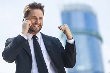 Young Successful Business Man Talking Cell Phone