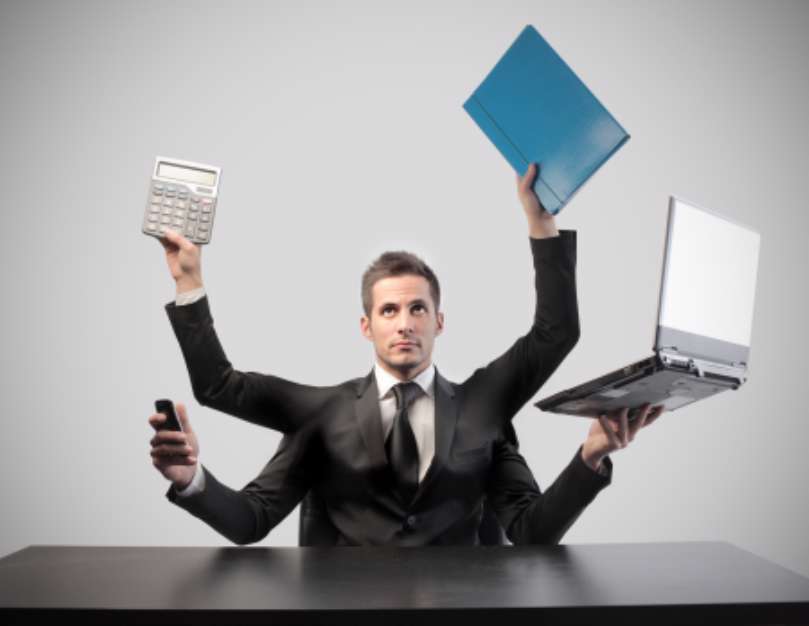 Multi-tasking businessman