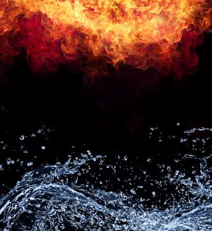 Water and fire connection, representation of elements.
