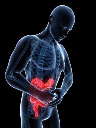 3d rendered illustration of a man having bellyache