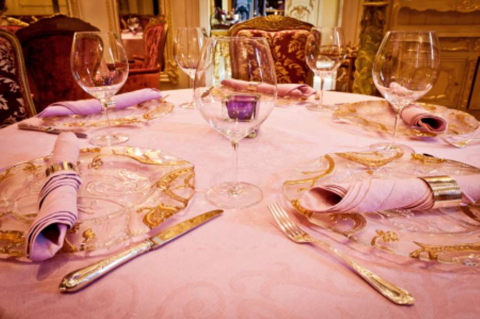 Empty glasses set in restaurant