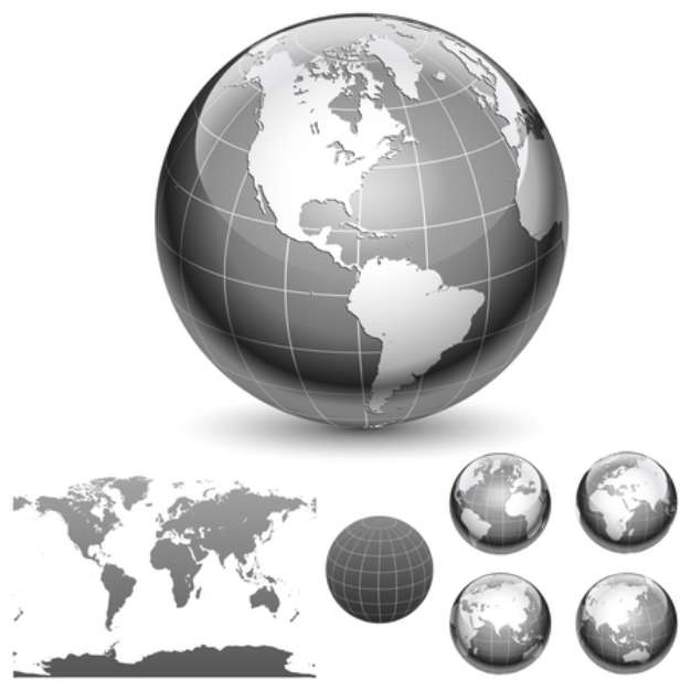 Globe and map of the world