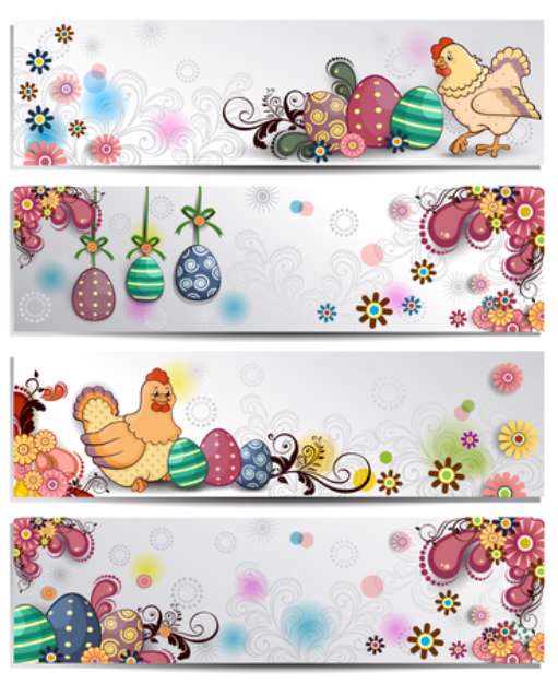 Easter floral banner white background