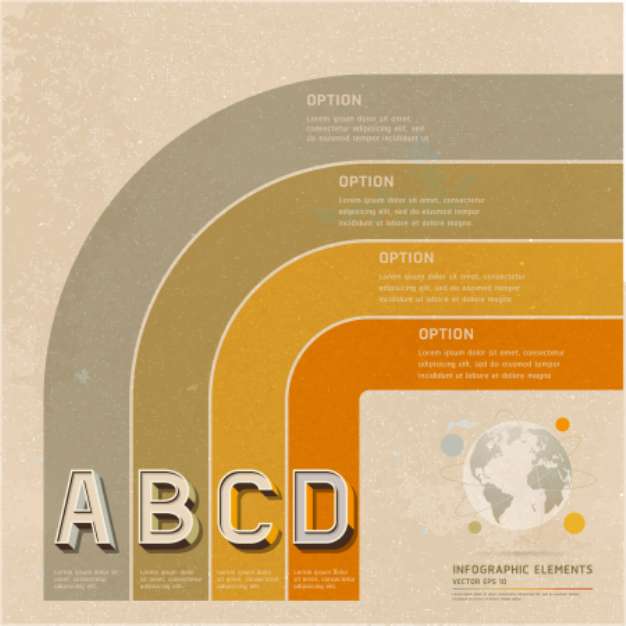 Retro color options banner on old paper background. Vector illus
