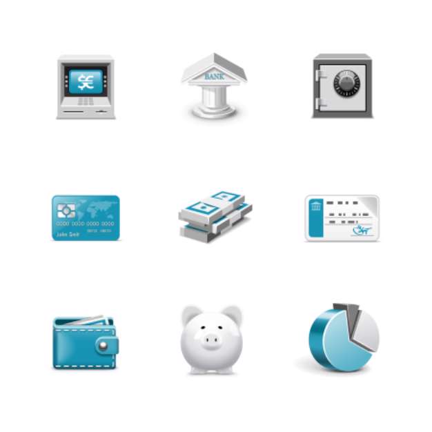Bank icons. Azzurro series