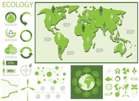 Green ecology info graphics collection