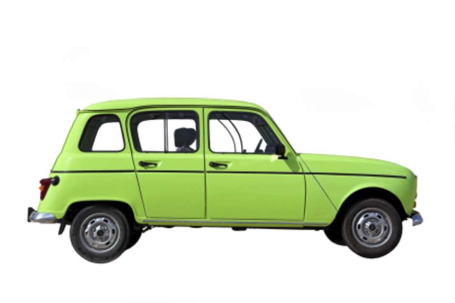 Green classic car isolated on white (path included)