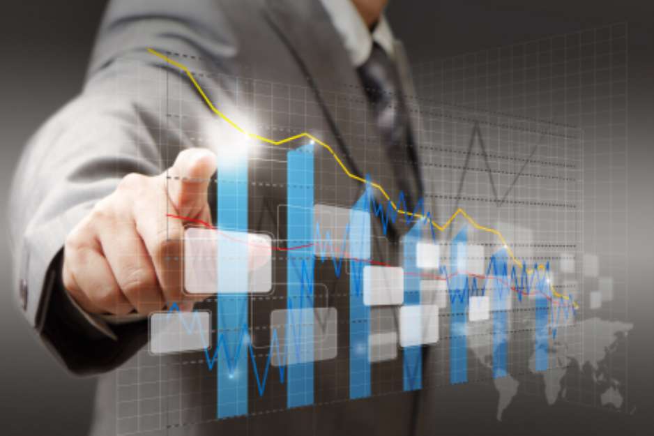 businessman hand touch virtual graph,chart, diagram