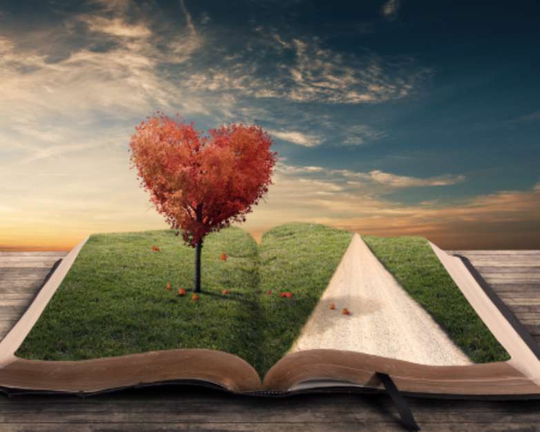 Heart tree and book