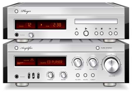 Music Stereo Audio Compact Disc CD Player with Amplifier rack ve