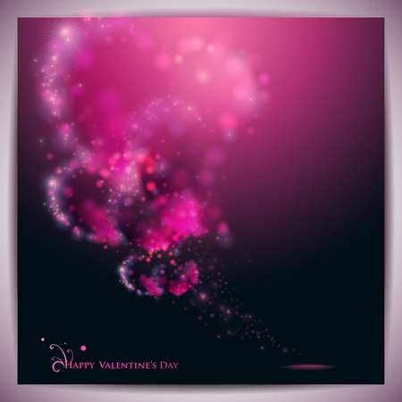 Vector Card with hearts on blurred background.