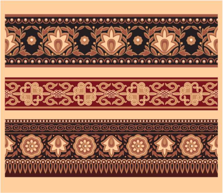 Set of Oriental Borders - Seamless Pattern