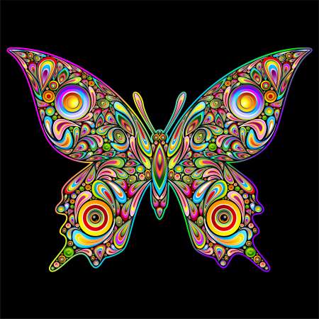 Butterfly Psychedelic Art Design-Farfalla Stile Psichedelico-
