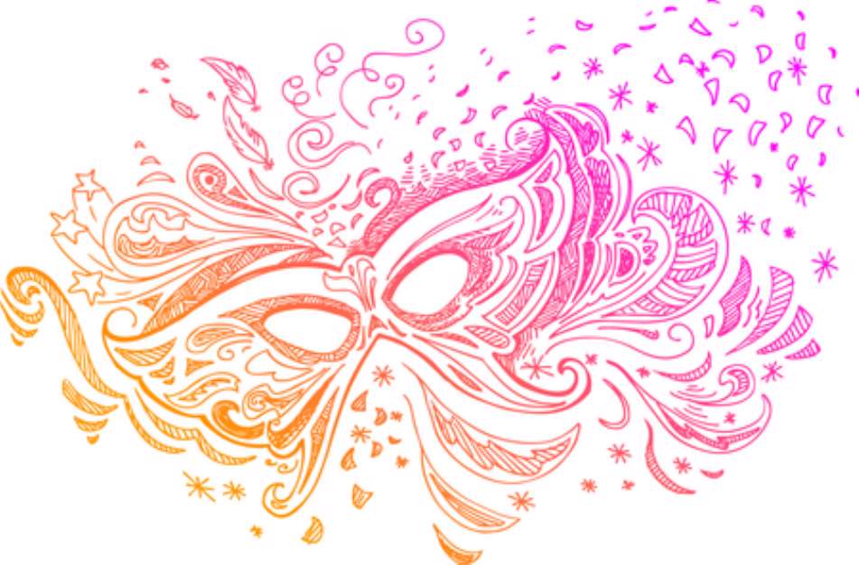 Elegant sketched illustration with carnival mask