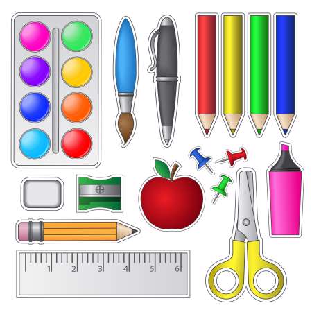 Set of School Tools and Supplies