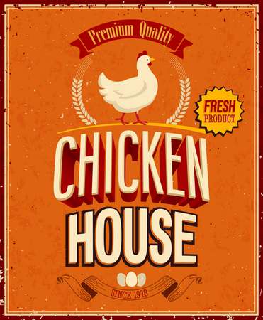 Vintage Chicken House Poster. Vector illustration.